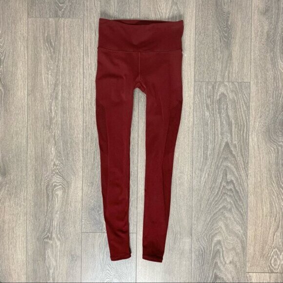 Lululemon Reveal 7/8 Tights Deep Rouge Leggings Mesh Dotted Seamless Size XS - Picture 2 of 16